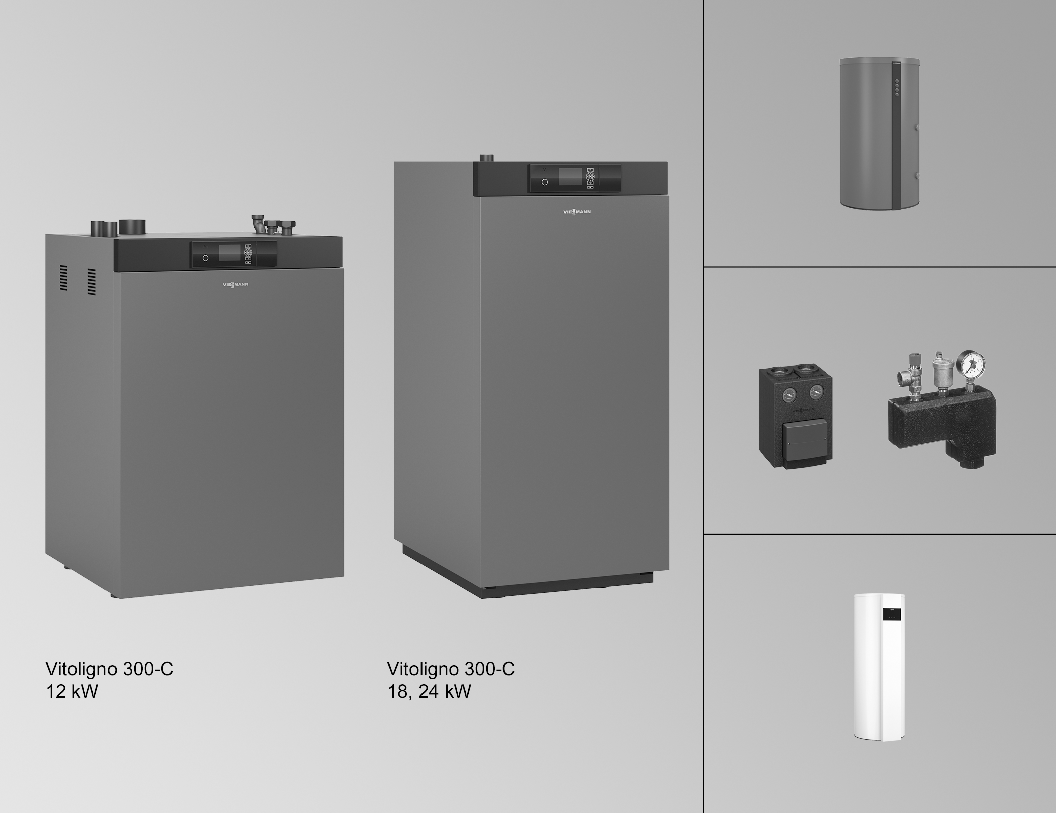 Paket Vitoligno 300-C VL3C 18 kW Vitocell 100-E 600l , Vitocal 262-A T2H - Z030382 von Viessmann